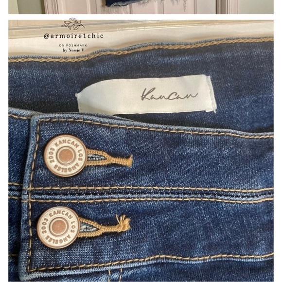 KanCan Denim - KanCan | Women's Flared Leg Dark Wash Blue Jeans | double buttons | plus size